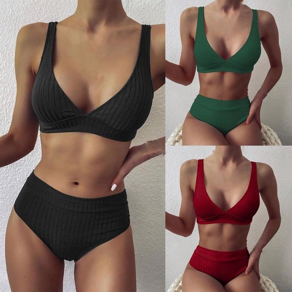 women's swimwear bikini 2021 for fashion set swimsuit two piece filled soild beachwear femme summer, White;black
women's swimwear bikini 2021 for fashion set swimsuit two piece filled soild beachwear femme summer, White;black
