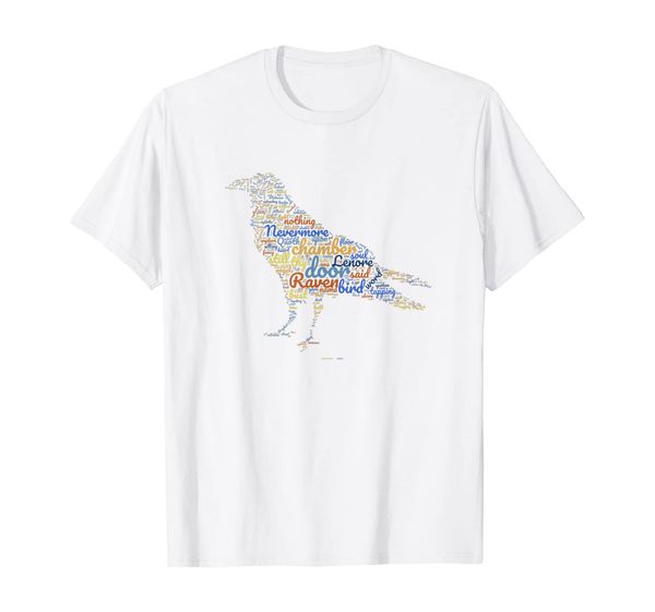 the raven edgar allan poe word cloud t-shirt, White;black