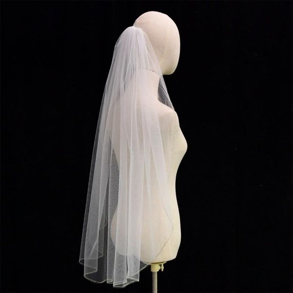 bridal veils u2jf 1 tier wedding veil with comb sparkling tube beads adornment edge short fingertip length cut tulle, Black
bridal veils u2jf 1 tier wedding veil with comb sparkling tube beads adornment edge short fingertip length cut tulle, Black