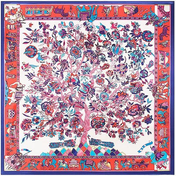 scarves spring 90x90cm fortune tree elephant pattern small square silk scarf women neckerchief large office lady gift, Blue;gray
scarves spring 90x90cm fortune tree elephant pattern small square silk scarf women neckerchief large office lady gift, Blue;gray