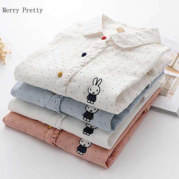 pink cartoon rabbit embroidery polka dot shirts women summer color buttons cotton blouse long sleeve turndown collar 210526, White
pink cartoon rabbit embroidery polka dot shirts women summer color buttons cotton blouse long sleeve turndown collar 210526, White