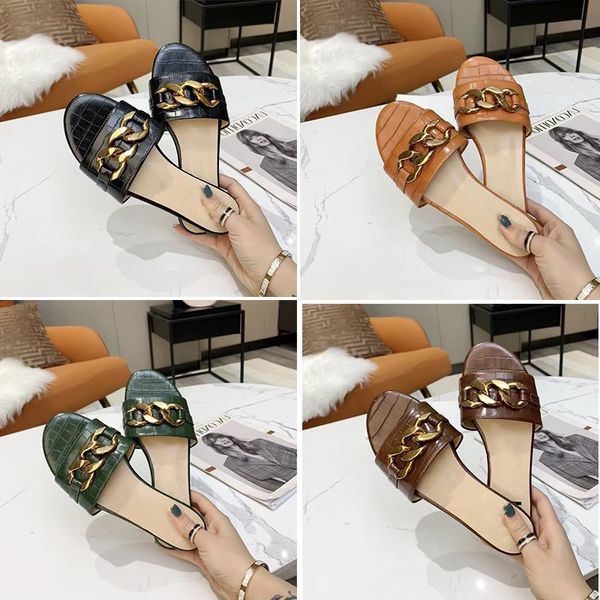 new chain flats women slides crocodile shoes leather designer summer 270 box mules with 6colors lady sandals lriex, Black
new chain flats women slides crocodile shoes leather designer summer 270 box mules with 6colors lady sandals lriex, Black