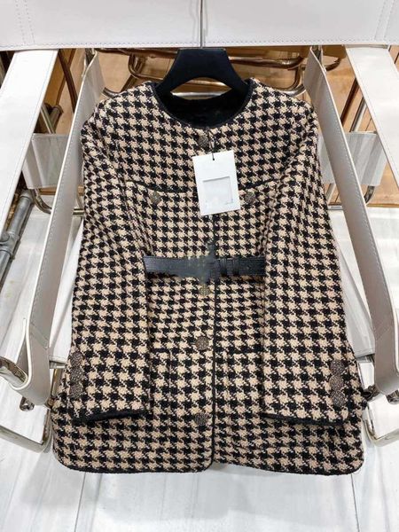 women's wool & blends autumn and winter women's thousand bird lattice medium long coat with belt, Black
women's wool & blends autumn and winter women's thousand bird lattice medium long coat with belt, Black