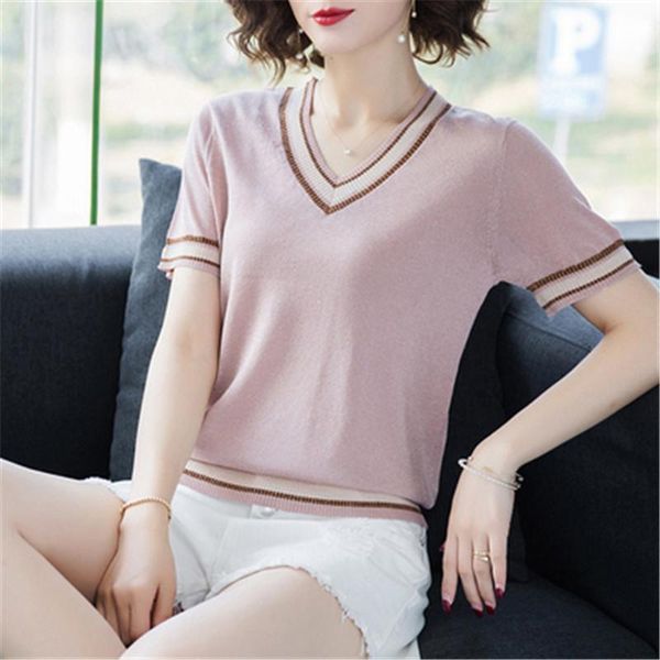 women's sweaters plus size women summer v-neck tshirt 2021 fashion lurex bright silk t shirt short sleeve oversize knitted loose female, White;black
women's sweaters plus size women summer v-neck tshirt 2021 fashion lurex bright silk t shirt short sleeve oversize knitted loose female, White;black