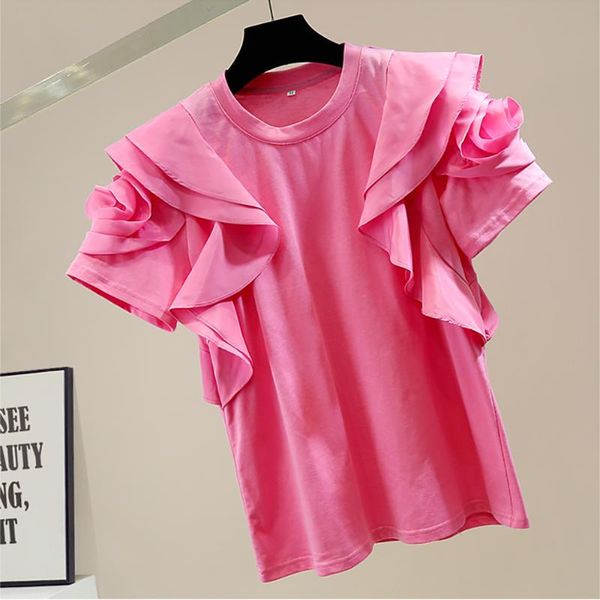 women's t-shirt fashion sweet flower ruffles white red blue t shirt woman loose baggy short sleeve s-l o-neck summer clothes for women
women's t-shirt fashion sweet flower ruffles white red blue t shirt woman loose baggy short sleeve s-l o-neck summer clothes for women