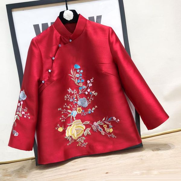 ethnic clothing embroidery cheongsams mandarin collar style traditional jackets for women, Red
ethnic clothing embroidery cheongsams mandarin collar style traditional jackets for women, Red
