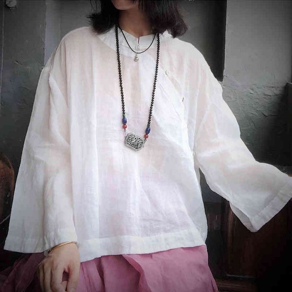johnature vintage linen white women shirts autumn stand collar casual nine quarter sleeve loose retro vintage blouses 210521
johnature vintage linen white women shirts autumn stand collar casual nine quarter sleeve loose retro vintage blouses 210521