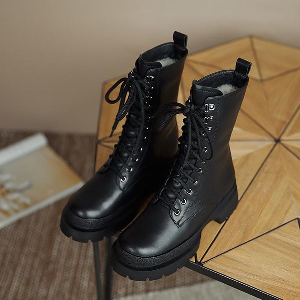 boots winter women's shoes rubber sole genuine leather lace-up m03-maopaopao-996, Black
boots winter women's shoes rubber sole genuine leather lace-up m03-maopaopao-996, Black