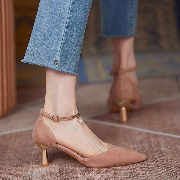dress shoes korean baotou sandals women french beaded chain stiletto single pointed toe buckle high heels pumps ladies, Black
dress shoes korean baotou sandals women french beaded chain stiletto single pointed toe buckle high heels pumps ladies, Black