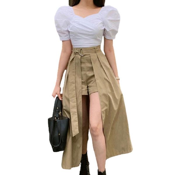skirts 2021 fashion summer puff sleeve women's elegant white blouses + high waist split long skirt two piece set female suit, Black
skirts 2021 fashion summer puff sleeve women's elegant white blouses + high waist split long skirt two piece set female suit, Black