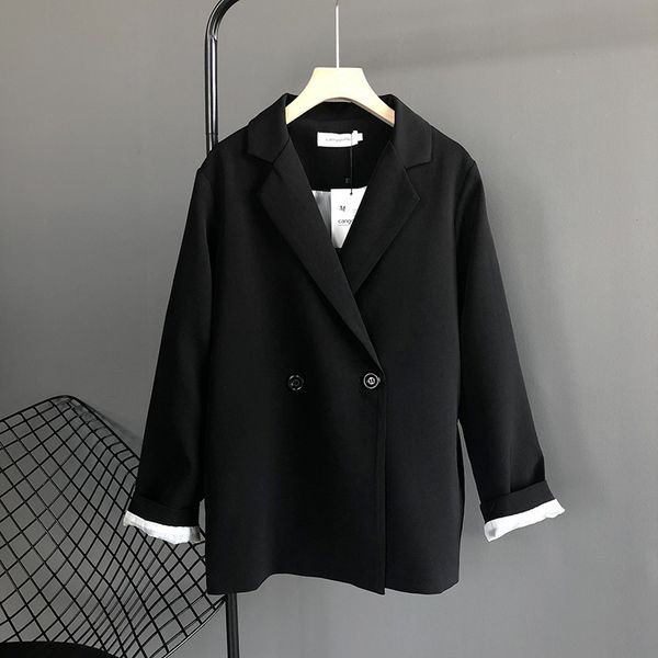 spring elegant black blazer slim long sleeve oversized office women autumn coat jqvk, White;black
spring elegant black blazer slim long sleeve oversized office women autumn coat jqvk, White;black