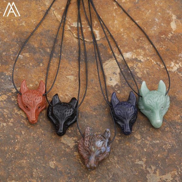 chains classic women stone wolf head pendant necklace natural black labradorite goldstone carved healing jewelry, Silver
chains classic women stone wolf head pendant necklace natural black labradorite goldstone carved healing jewelry, Silver