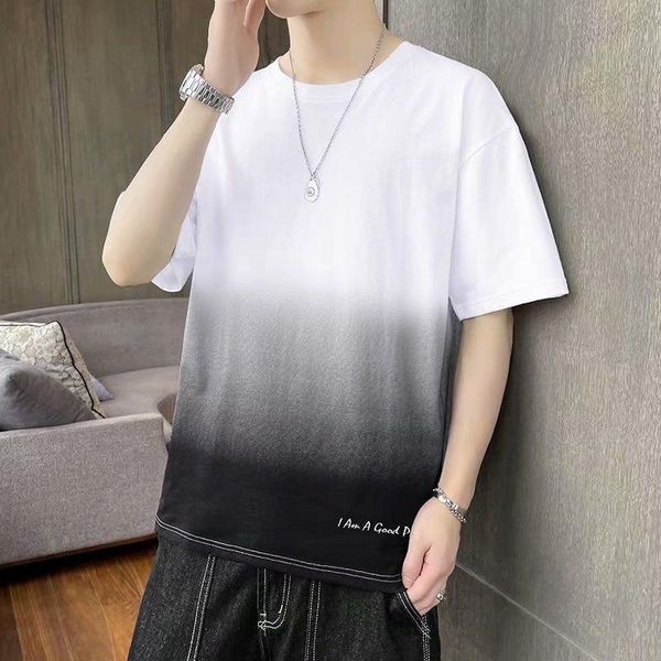 men's t-shirts 2021 fashion summer short sleeve t-shirt gradient loose korean half top, White;black
men's t-shirts 2021 fashion summer short sleeve t-shirt gradient loose korean half top, White;black