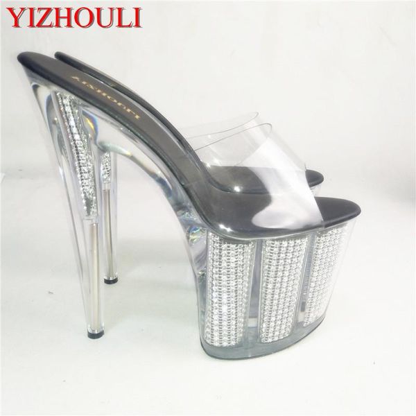 slippers in 2021, fashion sequins high heels, 20 cm women show transparent shoes women's summer catwalk, Black
slippers in 2021, fashion sequins high heels, 20 cm women show transparent shoes women's summer catwalk, Black