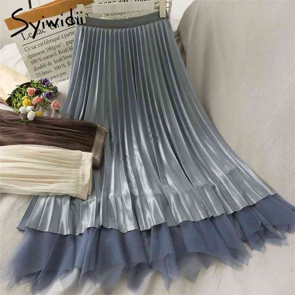 vintage skirt women high waist mid-calf casual solid 2 styles mesh pleated spring summer korean fashion skirts 210607, Black
vintage skirt women high waist mid-calf casual solid 2 styles mesh pleated spring summer korean fashion skirts 210607, Black
