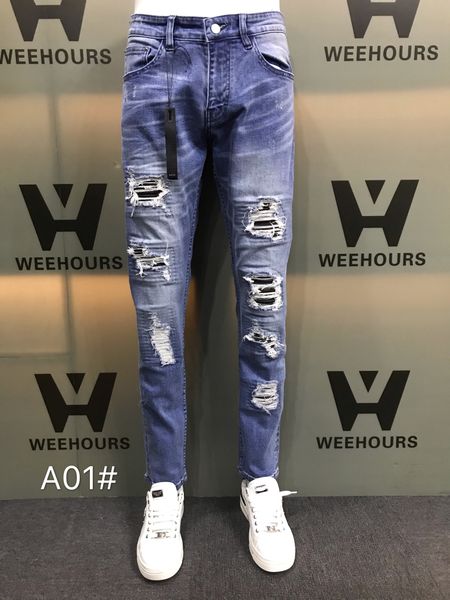 men's and women's casual hip-hop jeans currently designer luxury pants a01-02, Blue
men's and women's casual hip-hop jeans currently designer luxury pants a01-02, Blue
