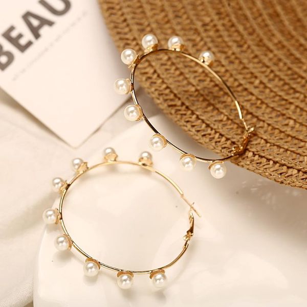 hoop & huggie simple big ring gold metal pearl round fashion circle statement for women party jewelry earrings, Golden;silver
hoop & huggie simple big ring gold metal pearl round fashion circle statement for women party jewelry earrings, Golden;silver