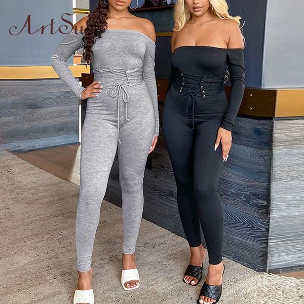 women's jumpsuits & rompers off shoulder slash neck belted lace up jumpsuit women long sleeve skinny solid party clubwear female elast, Black;white
women's jumpsuits & rompers off shoulder slash neck belted lace up jumpsuit women long sleeve skinny solid party clubwear female elast, Black;white