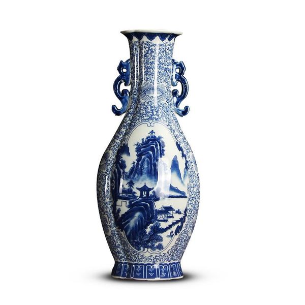 jingdezhen classical chinese ming and qing double ears blue white porcelain vase vases
jingdezhen classical chinese ming and qing double ears blue white porcelain vase vases