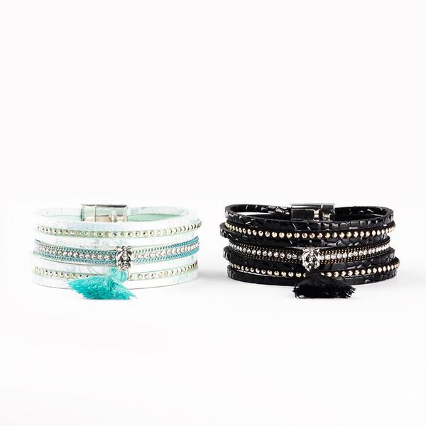 tennis fashion multi-layer green black pu leather bracelet rhinestone beads tassels magnetic clasp women wrap masculina bijoux, Golden;silver
tennis fashion multi-layer green black pu leather bracelet rhinestone beads tassels magnetic clasp women wrap masculina bijoux, Golden;silver