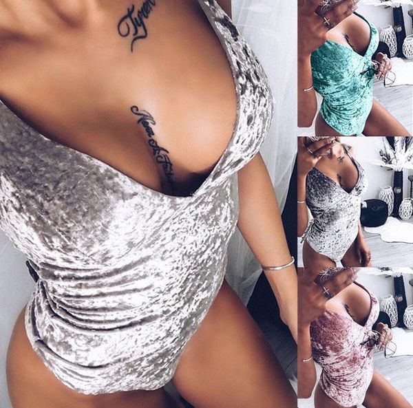 women's jumpsuits & rompers womens crushed velvet v neck straps bodysuit leotard summer fashion ladies romper, Black;white
women's jumpsuits & rompers womens crushed velvet v neck straps bodysuit leotard summer fashion ladies romper, Black;white
