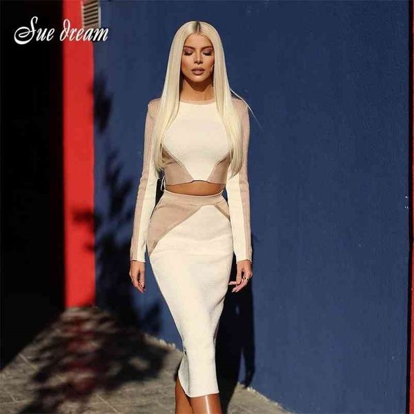 women's hit color long-sleeved stitching side zipper bodycon bandage two-piece set celebrity party club suit 210730, White
women's hit color long-sleeved stitching side zipper bodycon bandage two-piece set celebrity party club suit 210730, White