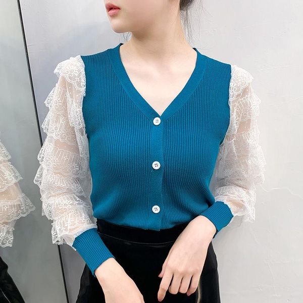 women's blouses & shirts women 2021 spring fashion patchwork knitted female long sleeves slim thin ladies lace v-neck w109, White
women's blouses & shirts women 2021 spring fashion patchwork knitted female long sleeves slim thin ladies lace v-neck w109, White