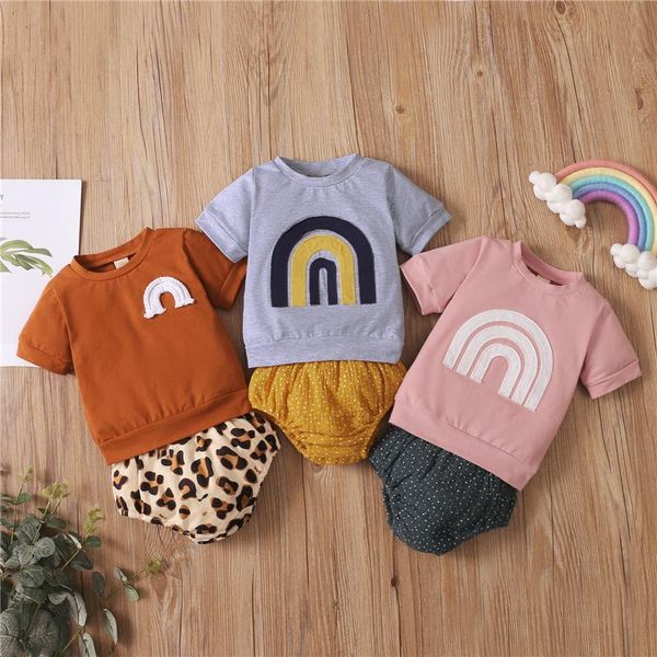 clothing sets 2021 toddlers baby girls outfit summer short sleeve round collar rainbow + leopard print/dot printing shorts set suit, White
clothing sets 2021 toddlers baby girls outfit summer short sleeve round collar rainbow + leopard print/dot printing shorts set suit, White