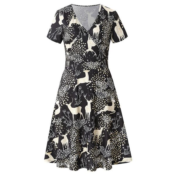 2021 new christmas ladies printed dress v-neck waist large swing skirt, Black;gray
2021 new christmas ladies printed dress v-neck waist large swing skirt, Black;gray