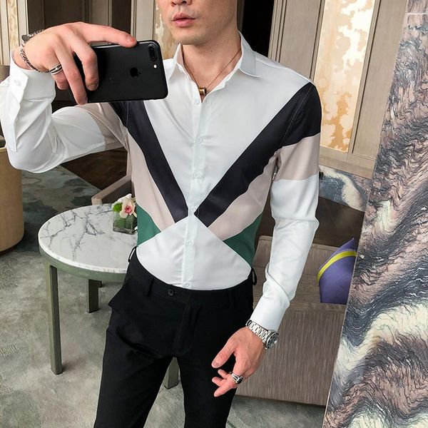 men's casual shirts autumn fashion patchwork color tuxedo for men clothing 2021 simple slim fit chemise homme streetwear, White;black
men's casual shirts autumn fashion patchwork color tuxedo for men clothing 2021 simple slim fit chemise homme streetwear, White;black