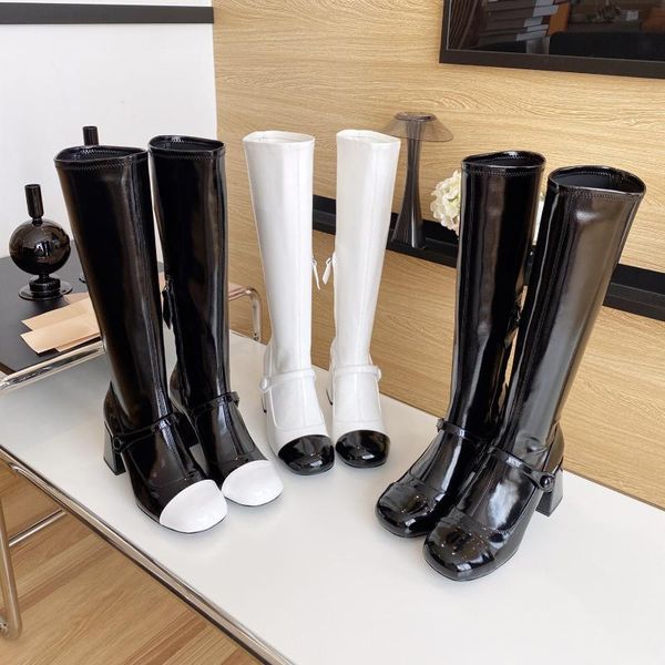 boots winter knee-high long women patent leather mary jane stretch designer shoes zipper chunky high heels botas femininas, Black
boots winter knee-high long women patent leather mary jane stretch designer shoes zipper chunky high heels botas femininas, Black