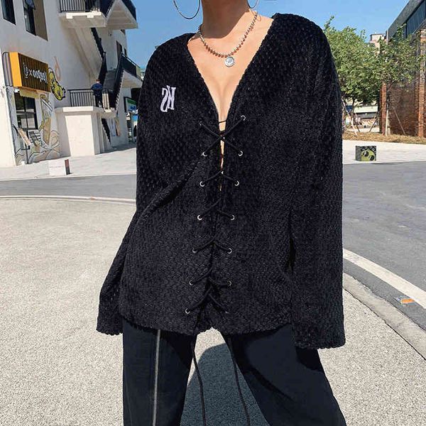 rendy cardigan korean women's jacket beautiful bandage lace to outward luxury aesthetic baggy coat streetwear, Black;brown
rendy cardigan korean women's jacket beautiful bandage lace to outward luxury aesthetic baggy coat streetwear, Black;brown