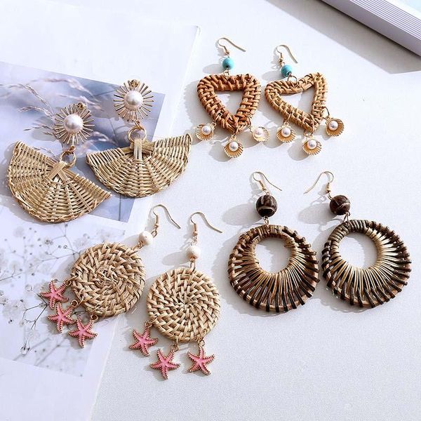 bohemian handmade straw woven vine rattan knit drop earrings for women fashion boho round semicircle heart geometric earring dangle & chande, Silver
bohemian handmade straw woven vine rattan knit drop earrings for women fashion boho round semicircle heart geometric earring dangle & chande, Silver