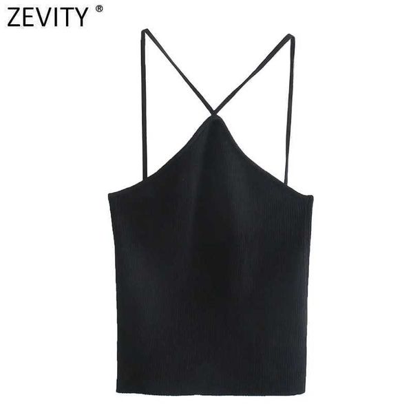 zevity women spaghetti strap chic black knitting camis tank ladies summer backless cross halter sling crop sw825 210603, Red;black
zevity women spaghetti strap chic black knitting camis tank ladies summer backless cross halter sling crop sw825 210603, Red;black