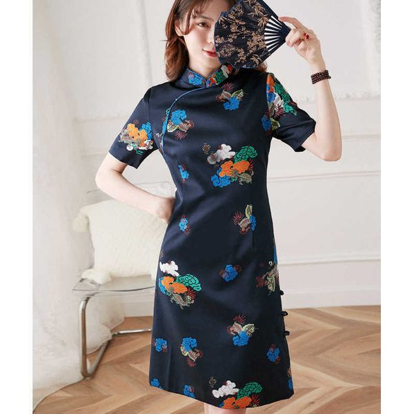 casual dresses youlong colored cloud printed qipao dressed in women's silk short sleeve chinese improved buckle style 9qz4, Black;gray
casual dresses youlong colored cloud printed qipao dressed in women's silk short sleeve chinese improved buckle style 9qz4, Black;gray
