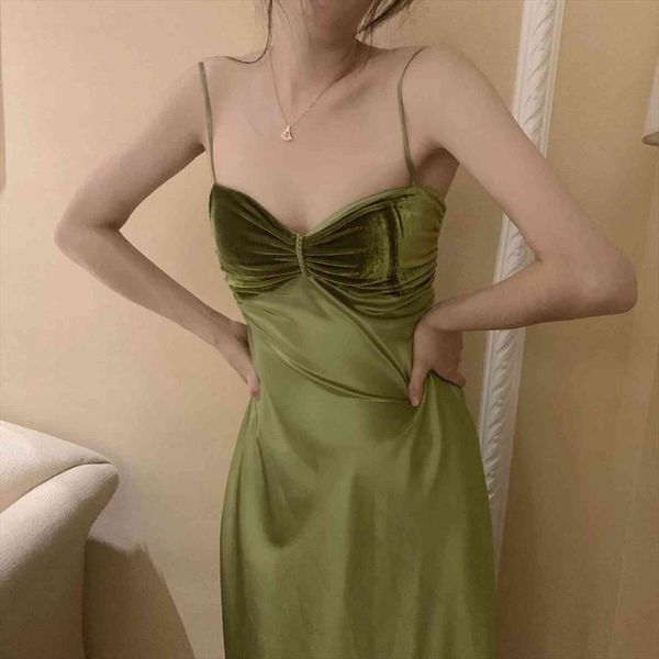 velvet vintage stitching sleeveless womens dresses spaghetti strap long fashion, Black;gray
velvet vintage stitching sleeveless womens dresses spaghetti strap long fashion, Black;gray