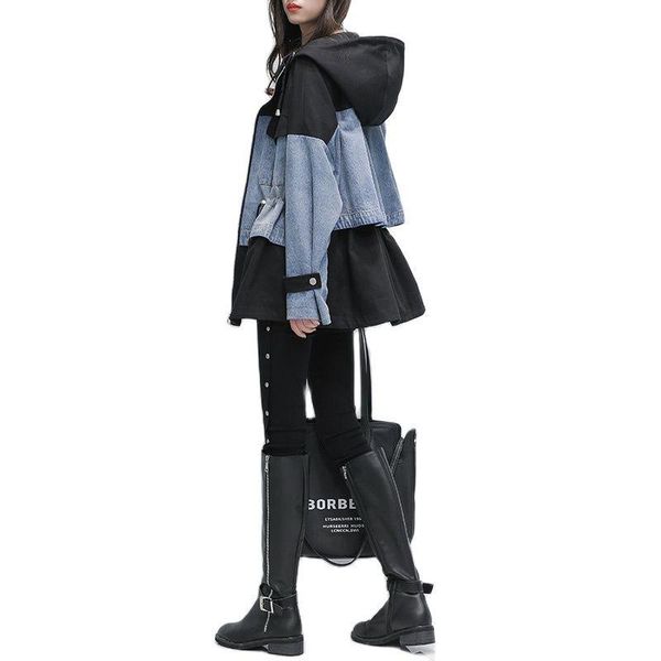 women's jackets jeans jacket women mid-length 2021 spring and autumn style korean loose stitching denim chaquetas mujer, Black;brown
women's jackets jeans jacket women mid-length 2021 spring and autumn style korean loose stitching denim chaquetas mujer, Black;brown