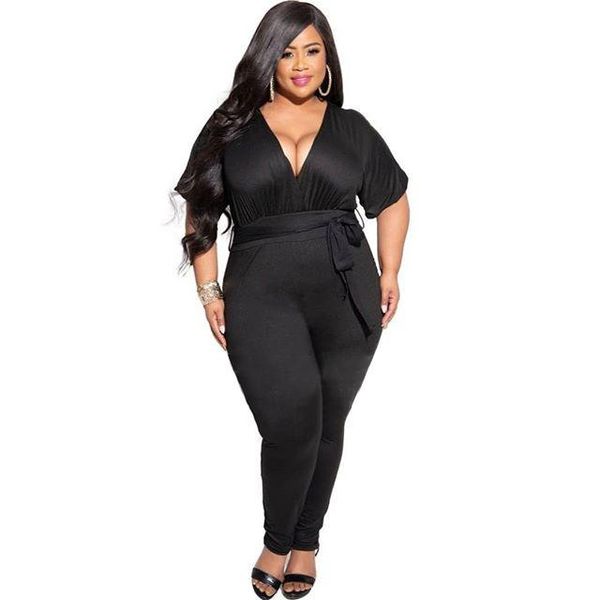 arrivals women deep v-neck jumpsuits plus size lady's short sleeve high waist sashes lace-up solid clubwear rompers women's, Black;white
arrivals women deep v-neck jumpsuits plus size lady's short sleeve high waist sashes lace-up solid clubwear rompers women's, Black;white