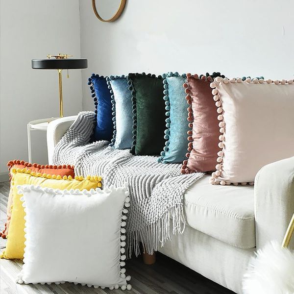 pillow case 45x45cm soft velvet cushion cover with pompom ball white yellow blue bedroom sofa decoration cases
pillow case 45x45cm soft velvet cushion cover with pompom ball white yellow blue bedroom sofa decoration cases