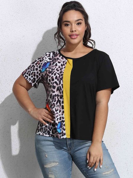 women's plus size hy30189# summer fashion leopard pattern splicing short sleeve t-shirt
women's plus size hy30189# summer fashion leopard pattern splicing short sleeve t-shirt