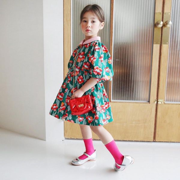 girl's dresses arrivall kids girls floral doll collar princess dress, Red;yellow 
girl's dresses arrivall kids girls floral doll collar princess dress, Red;yellow