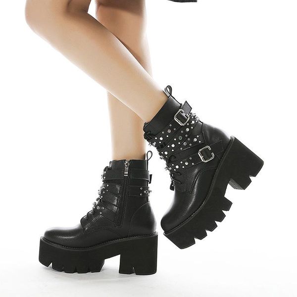 boots chain women leather autumn block heel gothic black punk style platform shoes female footwear
boots chain women leather autumn block heel gothic black punk style platform shoes female footwear