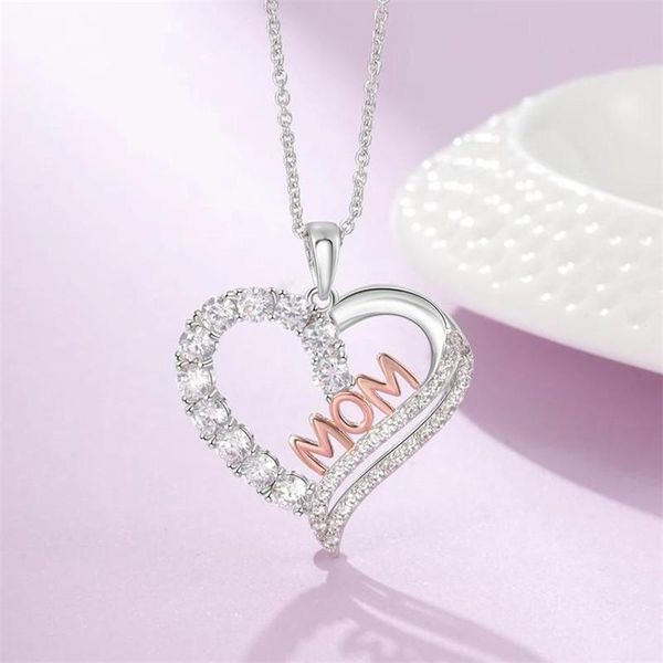 pendant necklaces fashion mother's crystal heart necklace with letter mom cubic zirconia mum jewelry day gifts, Silver
pendant necklaces fashion mother's crystal heart necklace with letter mom cubic zirconia mum jewelry day gifts, Silver