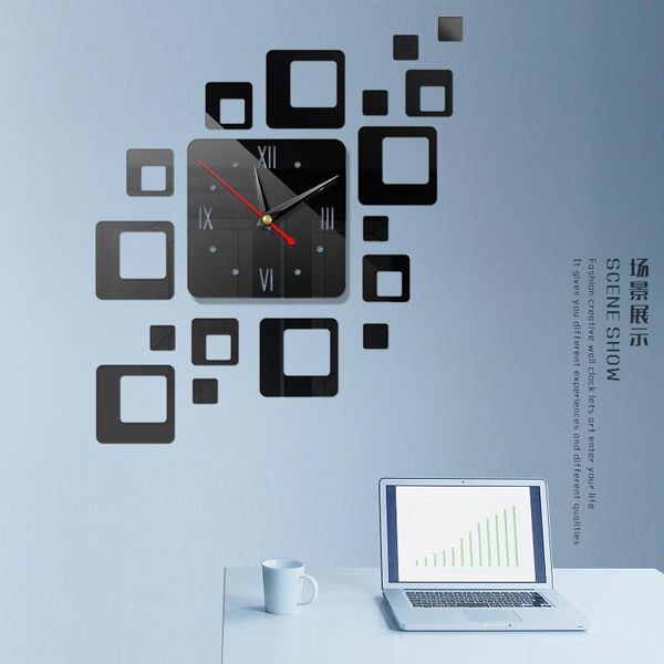 wall clocks creative european style clock diy3d three-dimensional decorative acrylic mirror square combination jcy45
wall clocks creative european style clock diy3d three-dimensional decorative acrylic mirror square combination jcy45
