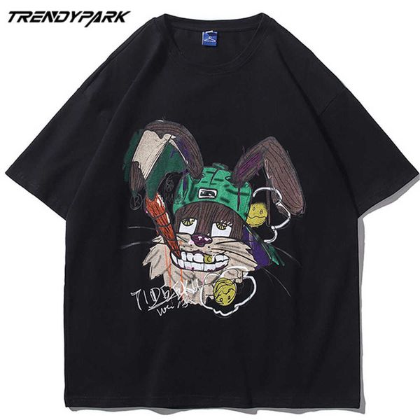 men's tshirt summer short sleeve cartoon rabbit printed tee hip hop oversized cotton casual harajuku streetwear t-shirts 210601, White;black
men's tshirt summer short sleeve cartoon rabbit printed tee hip hop oversized cotton casual harajuku streetwear t-shirts 210601, White;black
