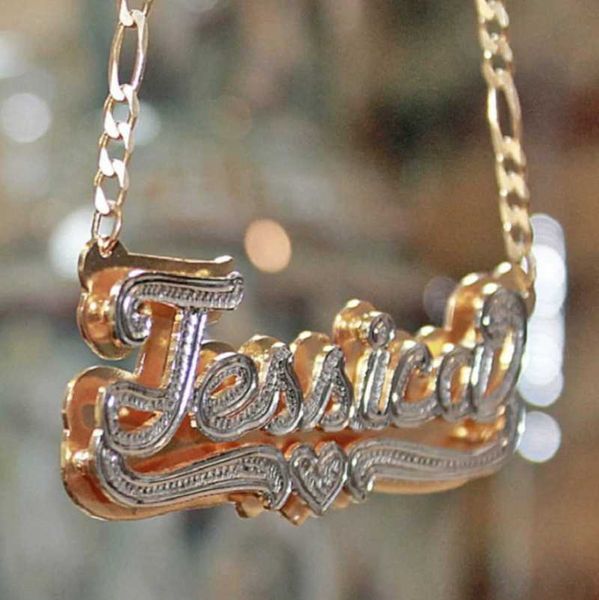double plated nameplate 3d necklace two tone name custom personalized necklaces choker with diamond chains, Silver
double plated nameplate 3d necklace two tone name custom personalized necklaces choker with diamond chains, Silver