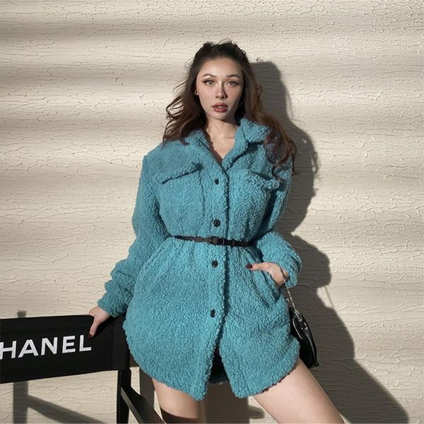 women's wool & blends 2021 winter fashion 2-color thick warm slim turn-down collar mid-length lamb coat women loose jacket all-match fa, Black
women's wool & blends 2021 winter fashion 2-color thick warm slim turn-down collar mid-length lamb coat women loose jacket all-match fa, Black