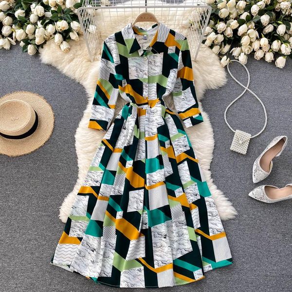 party dresses summer design retro print shirt dress women fashion turndown-collar a-line korean chic streetwear vestidos elegantes, White;black
party dresses summer design retro print shirt dress women fashion turndown-collar a-line korean chic streetwear vestidos elegantes, White;black