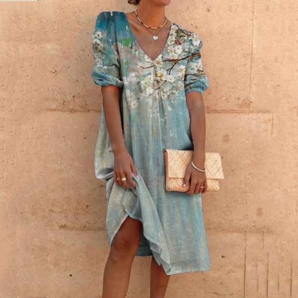 women's swimwear 2021 summer boho print sundress beach holiday dress fashion bubble sleeve cotton linen v-neck, White;black
women's swimwear 2021 summer boho print sundress beach holiday dress fashion bubble sleeve cotton linen v-neck, White;black