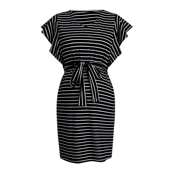 summer pregnant women's dress maternity dresses ruffle short sleeve striped print with belt pregnancy vestidos, White
summer pregnant women's dress maternity dresses ruffle short sleeve striped print with belt pregnancy vestidos, White